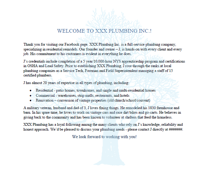 Writing 4 Business social media copy sample